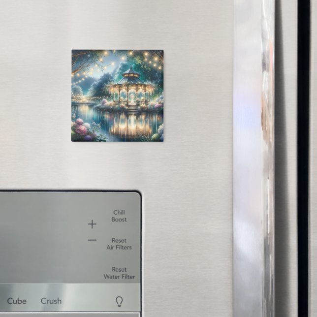Förtrollad Trädgårdsgazebo Skymningsreflektion Magnet (In Situ (Fridge))