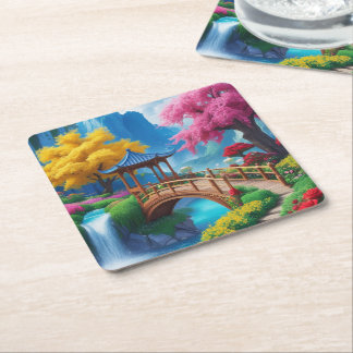 Förtrollad Trädgårdslandskap Underlägg Papper Kvadrat