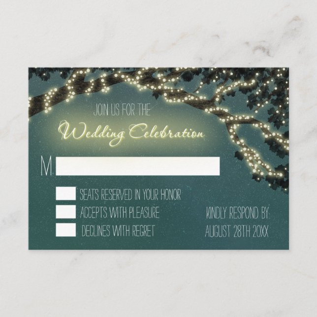 Förtrollad Trädgren Rustika Bröllop RSVP-kort OSA Kort (Framsida)