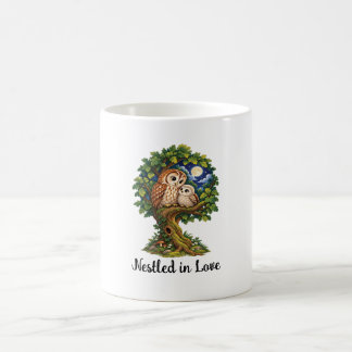 Förtrollad uggla i månsken kaffemugg