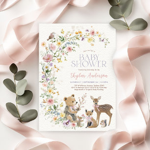 Förtrollad vildblomslandsskogs Baby Shower Inbjudningar