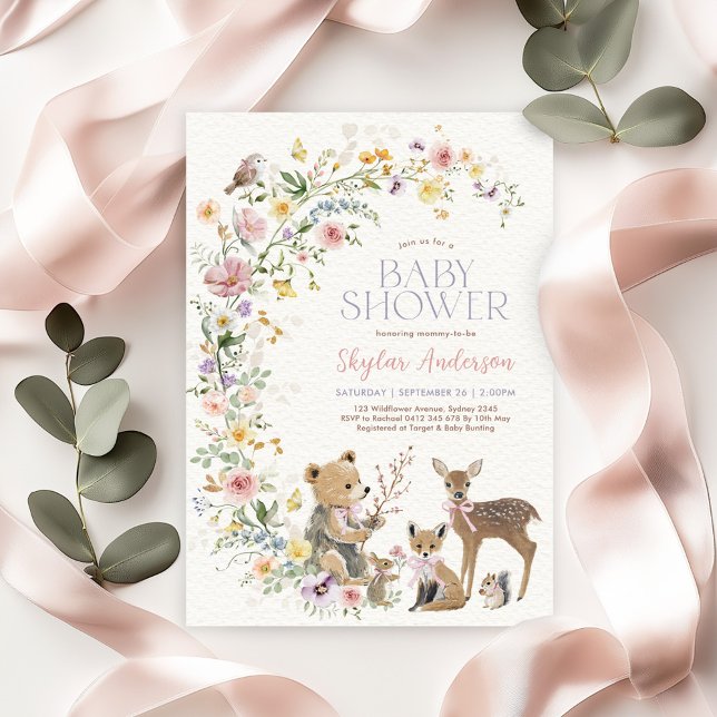 Förtrollad vildblomslandsskogs Baby Shower Inbjudningar (Skapare uppladdad)