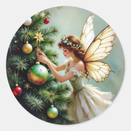Förtrollad Vintage Fe Christmas Runt Klistermärke