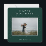 Förtrollad Vinter Foto Julkort | Grön<br><div class="desc">Elegant och enkelt vitt stjärnor på smaragdgrön,  "God Jul" fotokort.</div>