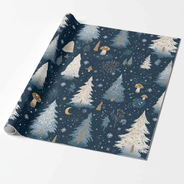 Förtrollad vinter skog natt mönster (4) presentpapper (Utrullad)