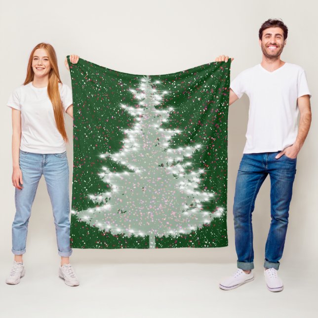 Förtrollad vinterglöd Julgran Fleecefilt (På plats)