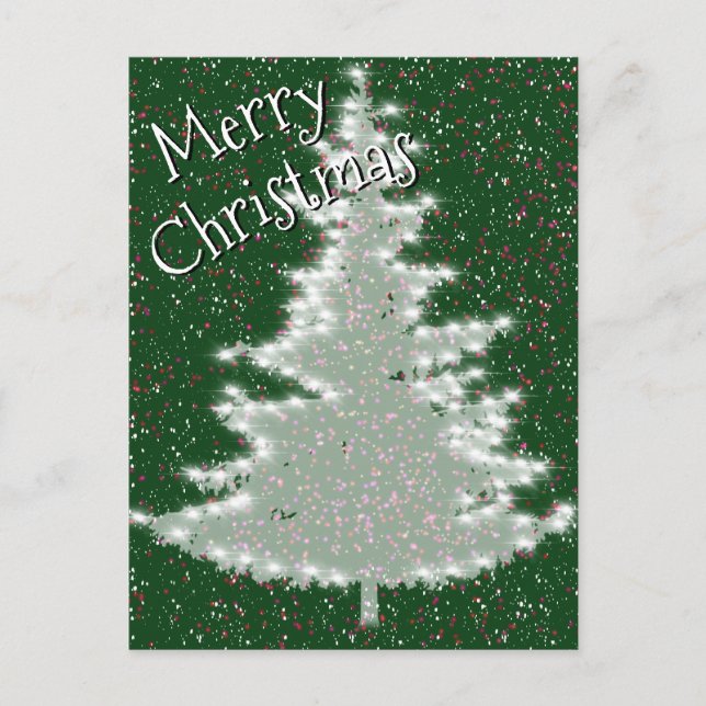 Förtrollad vinterglöd Julgran Vykort (Framsida)