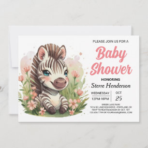 Förtrollad Whimsical Safari Zebra Baby Shower Inbjudningar