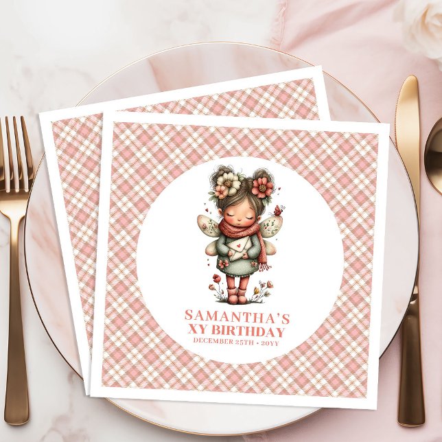 Förtrollad Whimsy Älva Söt 3-års Födelsedagsfest Pappersservett (Enchanted Whimsy Fairy Cute 3rd Birthday Party Napkins)