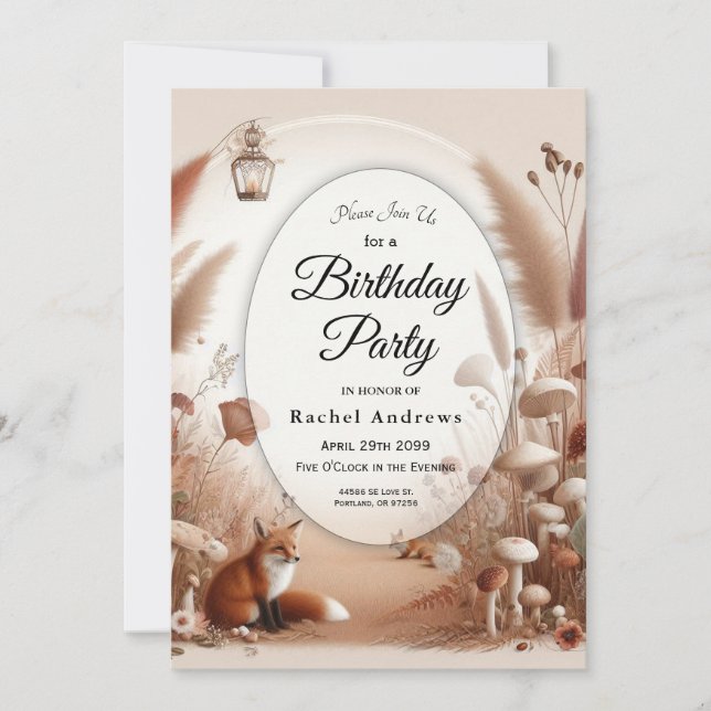 Förtrollade höstskog rävar inbjudningar (Framsida)