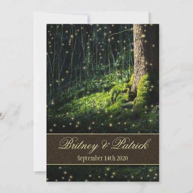 Förtrollade inbjudan till Forest Firefly Wedding (Framsida)
