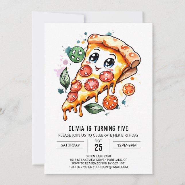 Förtrollade Kids Pizza Birthday Inbjudningar (Framsida)