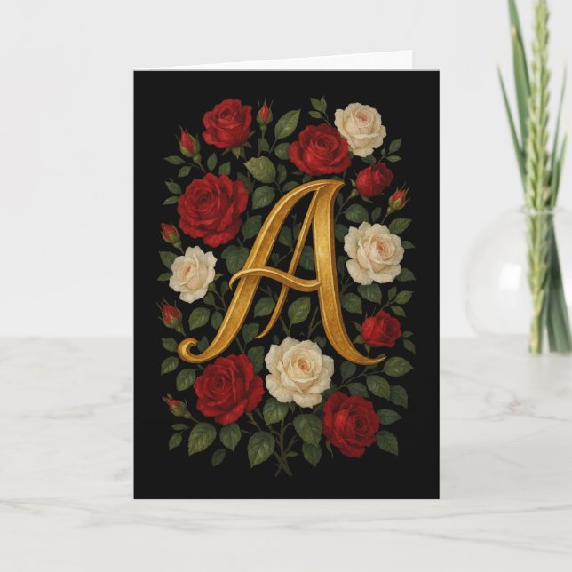  Förtrollade Klättrande Rosor Initial “A”  Kort (Framsida)