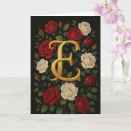 Förtrollade Klättrande Rosor Initial “E” Kort
