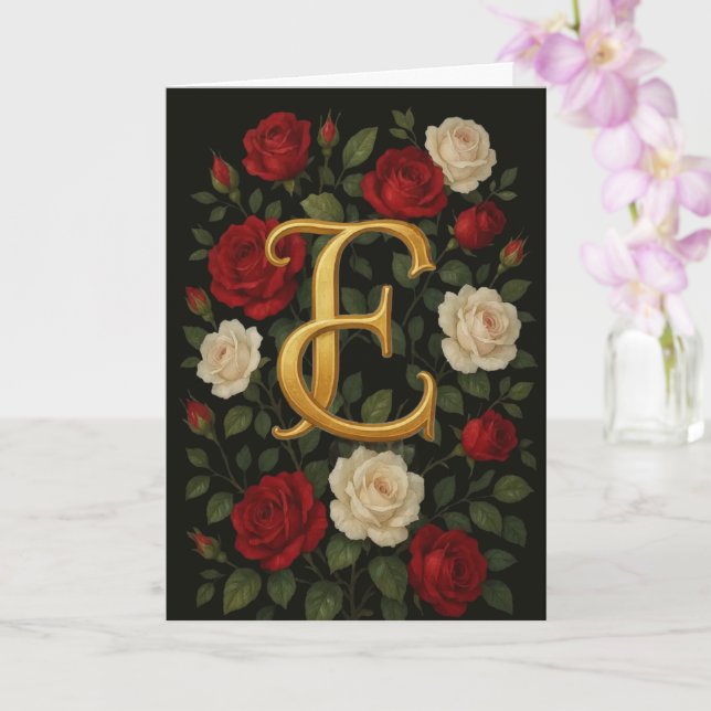 Förtrollade Klättrande Rosor Initial “E” Kort (Orkide)