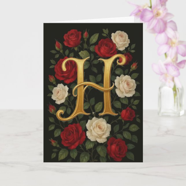  Förtrollade Klättrande Rosor Initial “H”  Kort (Orkide)