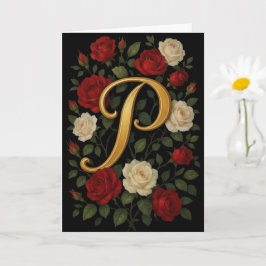 Förtrollade Klättrande Rosor Initial “P” Kort
