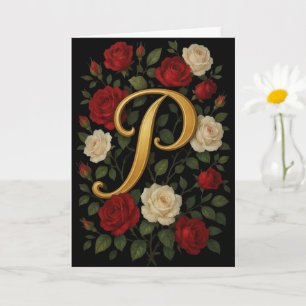 Förtrollade Klättrande Rosor Initial “P” Kort