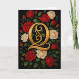 Förtrollade Klättrande Rosor Initial “Q” Kort