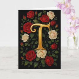 Förtrollade Klättrande Rosor Initial “T” Kort