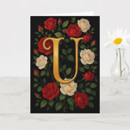 Förtrollade Klättrande Rosor Initial “U” Kort
