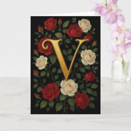 Förtrollade Klättrande Rosor Initial “V” Kort