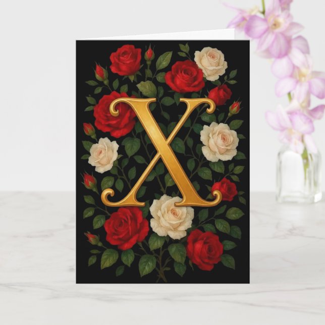 Förtrollade Klättrande Rosor Initial “X” Kort (Orkide)