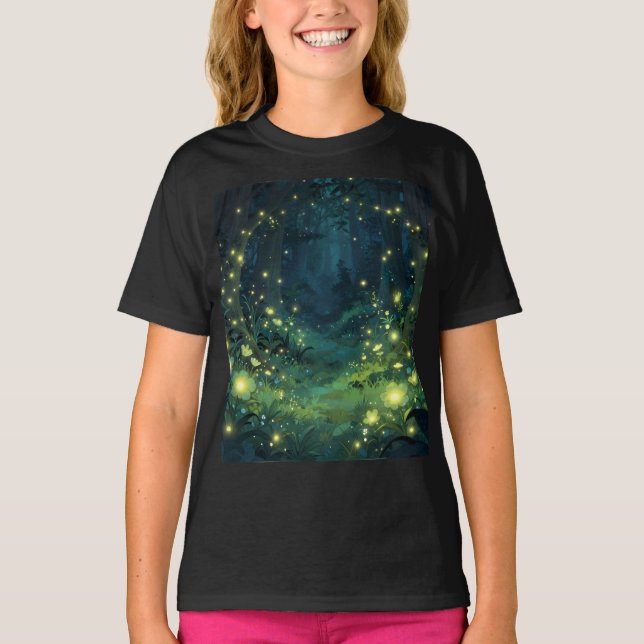 Förtrollade Skogens Glöd Magisk Natt T Shirt (Framsida)