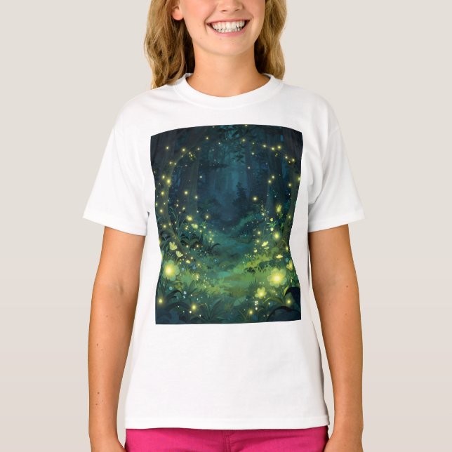 Förtrollade Skogens Magiska Nattglöd T Shirt (Framsida)