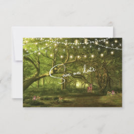 Förtrollade Skogsbröllopsljus Svampar Hjort Spara Datumet