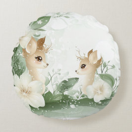 Förtrollade skogsplanteringar i en Blommigt Haven Rund Kudde