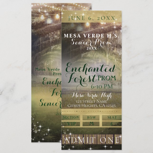 Förtrollade Skogssträngljus Kampanj VIP-biljett Inbjudningar (Fram/baksida)