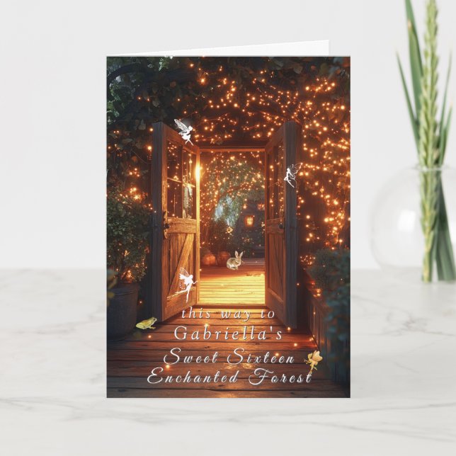 Förtrollade Skogstrollkarlens Dörr Kanin Inbjudan (Framsida)