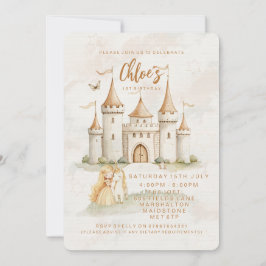 🏰✨ Förtrollade Slottet Prinsessa 1-års Födelsedin Inbjudningar