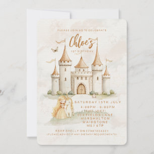 🏰✨ Förtrollade Slottet Prinsessans 1-års Födelsed Inbjudningar
