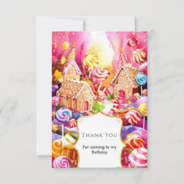 Förtrollade söta Candyland födelsedag Tack Kort