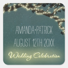 Förtrollade Träd Gren Rustic Wedding Favors Sälar Fyrkantigt Klistermärke