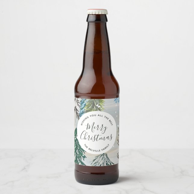 Förtrollade vinterjulstämmor ölflaska etikett (Framsida)