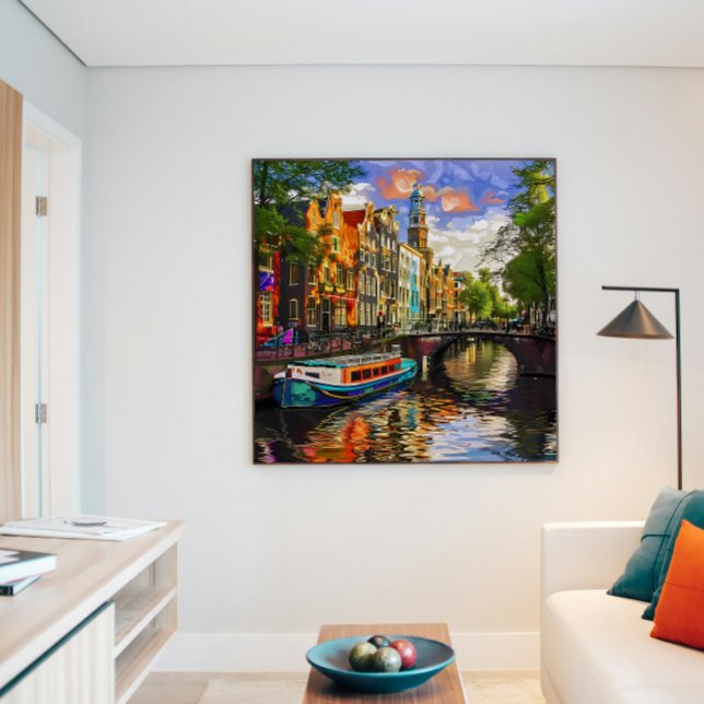 Förtrollande Amsterdam Kanal Arkitektur Oljemålnin Poster (Skapare uppladdad)