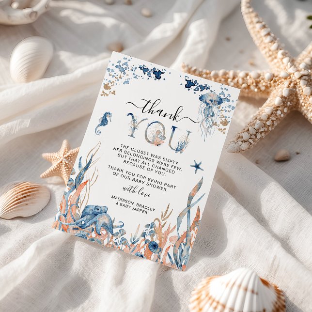 Förtrollande Baby Shower Under Havet Tack Kort (Skapare uppladdad)