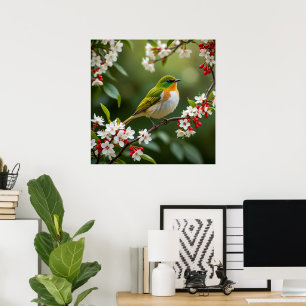 Förtrollande Blomsterfågel Poster