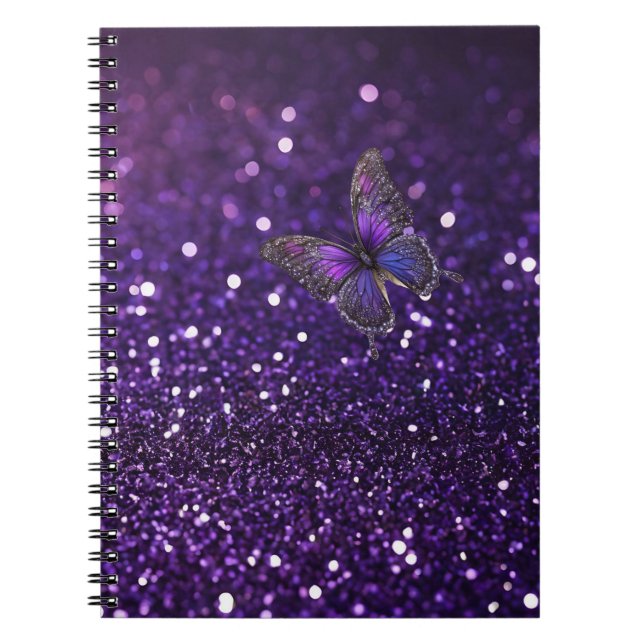 Förtrollande elegans: Fjärilen Purple Sparkle Anteckningsbok (Framsidan)