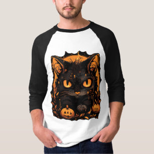 Förtrollande Halloween: Svart katt bland pumpor T Shirt