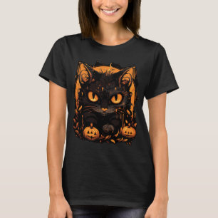 Förtrollande Halloween: Svart katt bland pumpor T Shirt