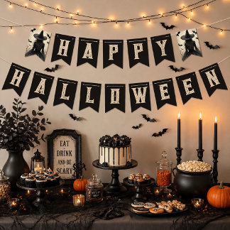 Förtrollande Häxa Gott Halloween Vimplar