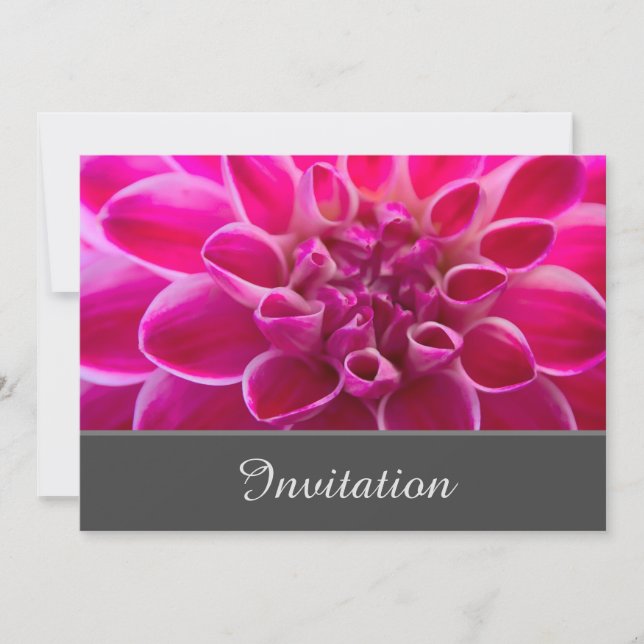 Förtrollande inbjudningskort med rosa dahlia (Framsida)