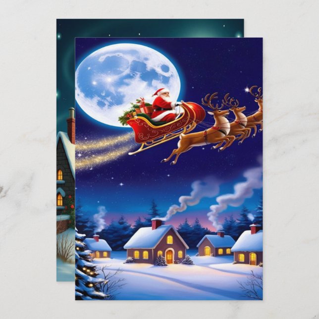 Förtrollande jul vintrig by väggdekor 2025 julkort (Fram/baksida)