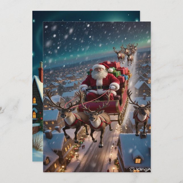 Förtrollande jul vintrig by väggdekor 2025 julkort (Fram/baksida)
