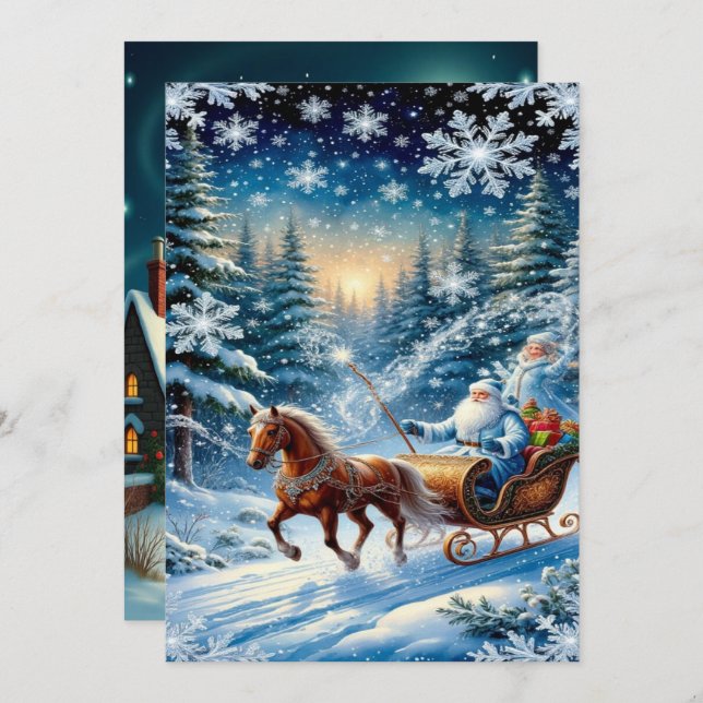 Förtrollande jul vintrig by väggdekor 2025 julkort (Fram/baksida)