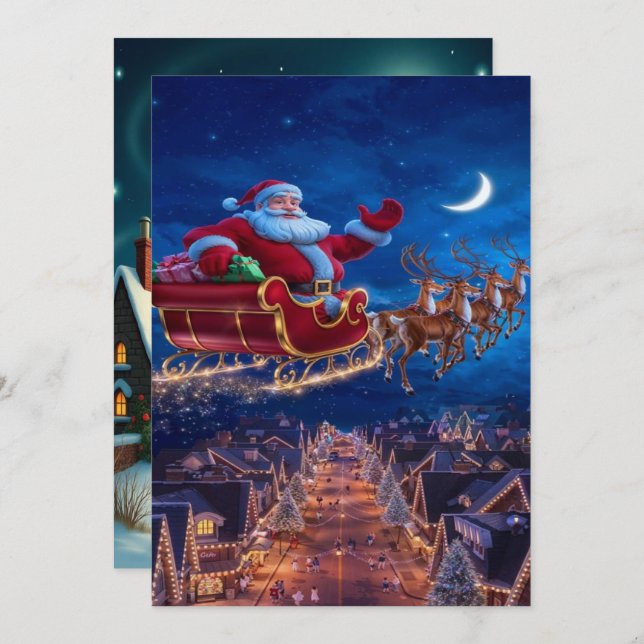 Förtrollande jul vintrig by väggdekor 2025 julkort (Fram/baksida)